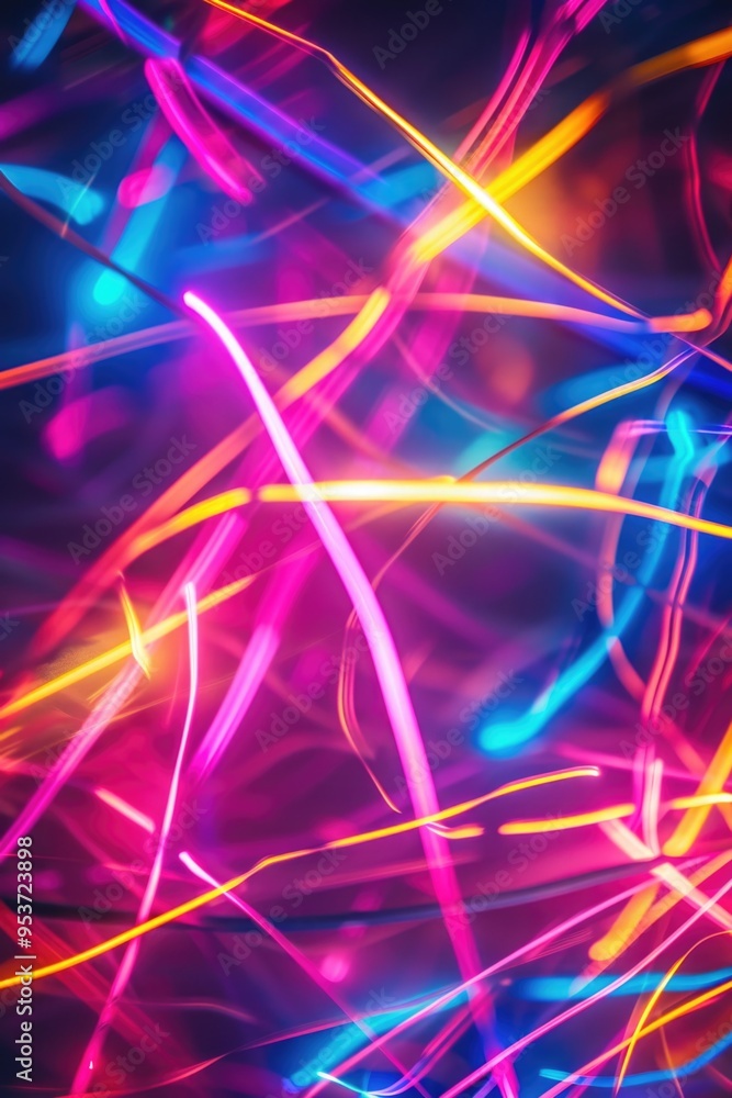 Vibrant digital lights, colorful neon stripes on dark background, futuristic, festive and celebratory theme. Vibrant digital lights, colorful neon stripes on dark background, futuristic, festive and celebratory theme.