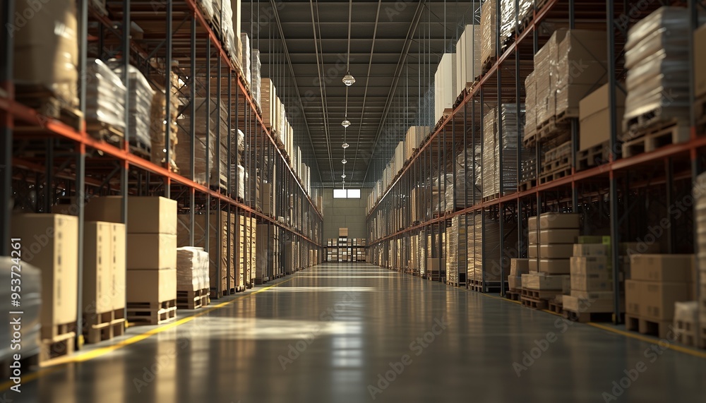 Warehouse interior building box storage package perspective floor Warehouse interior building box storage package perspective floor