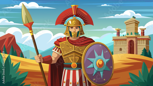 roman soldier legionary with spear sword and shield