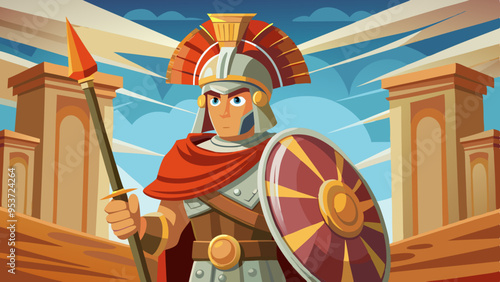 roman soldier legionary with spear sword and shield