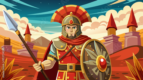 roman soldier legionary with spear sword and shield