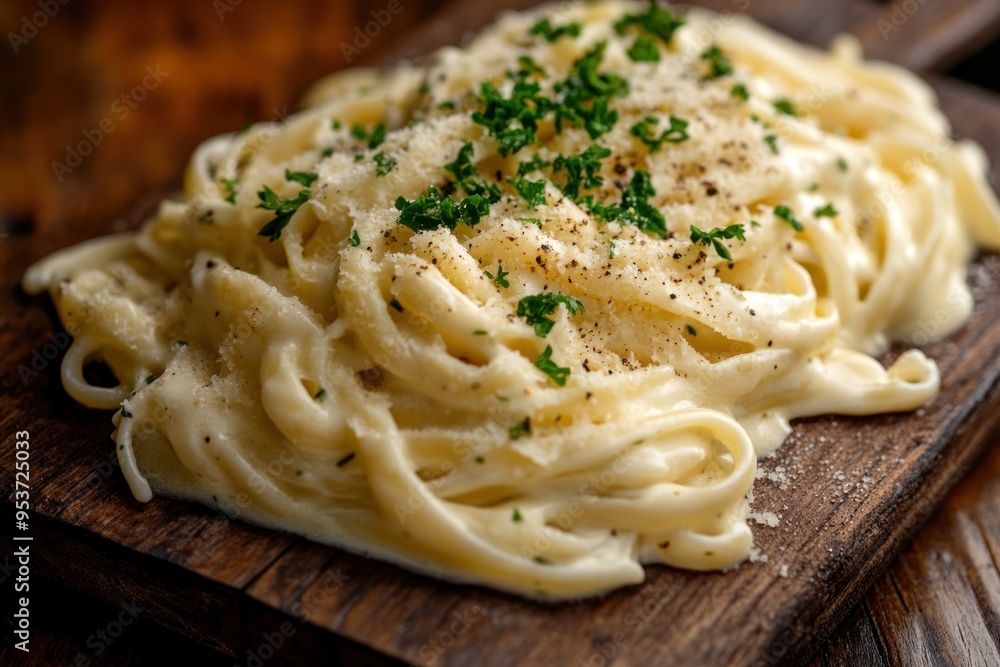 Creamy Fettuccine Alfredo with Parsley Garnish Creamy Fettuccine Alfredo with Parsley Garnish