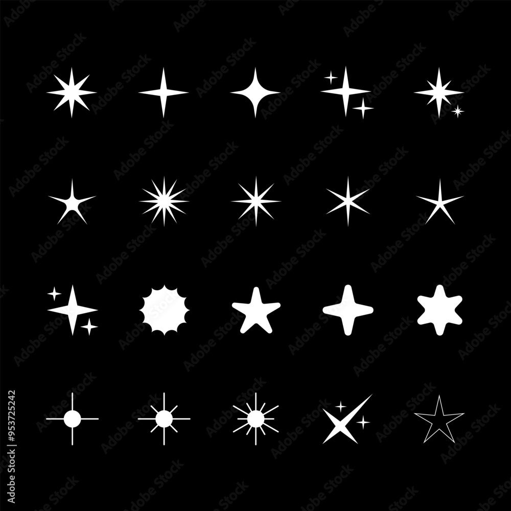 Star icons. Twinkling stars. Sparkles, shining burst. Christmas or New Year vector symbols. Star icons. Twinkling stars. Sparkles, shining burst. Christmas or New Year vector symbols.