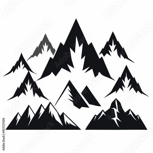 Set of Mountains, Mountain Vector on White Background