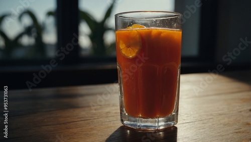 Glass of juice featured in a photograph.