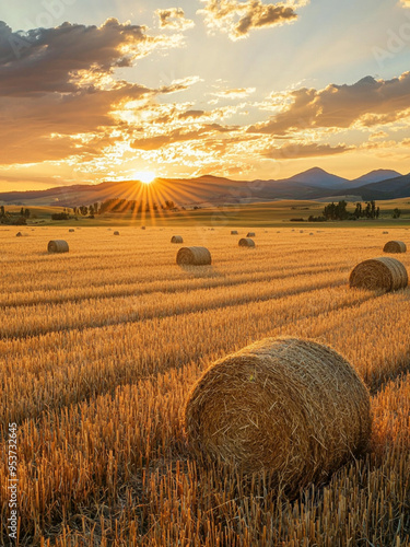 Expansive alfalfa hay field, sunset, beautiful, warm light