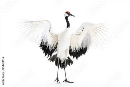 Red-crowned Crane with Wings Spread Wide