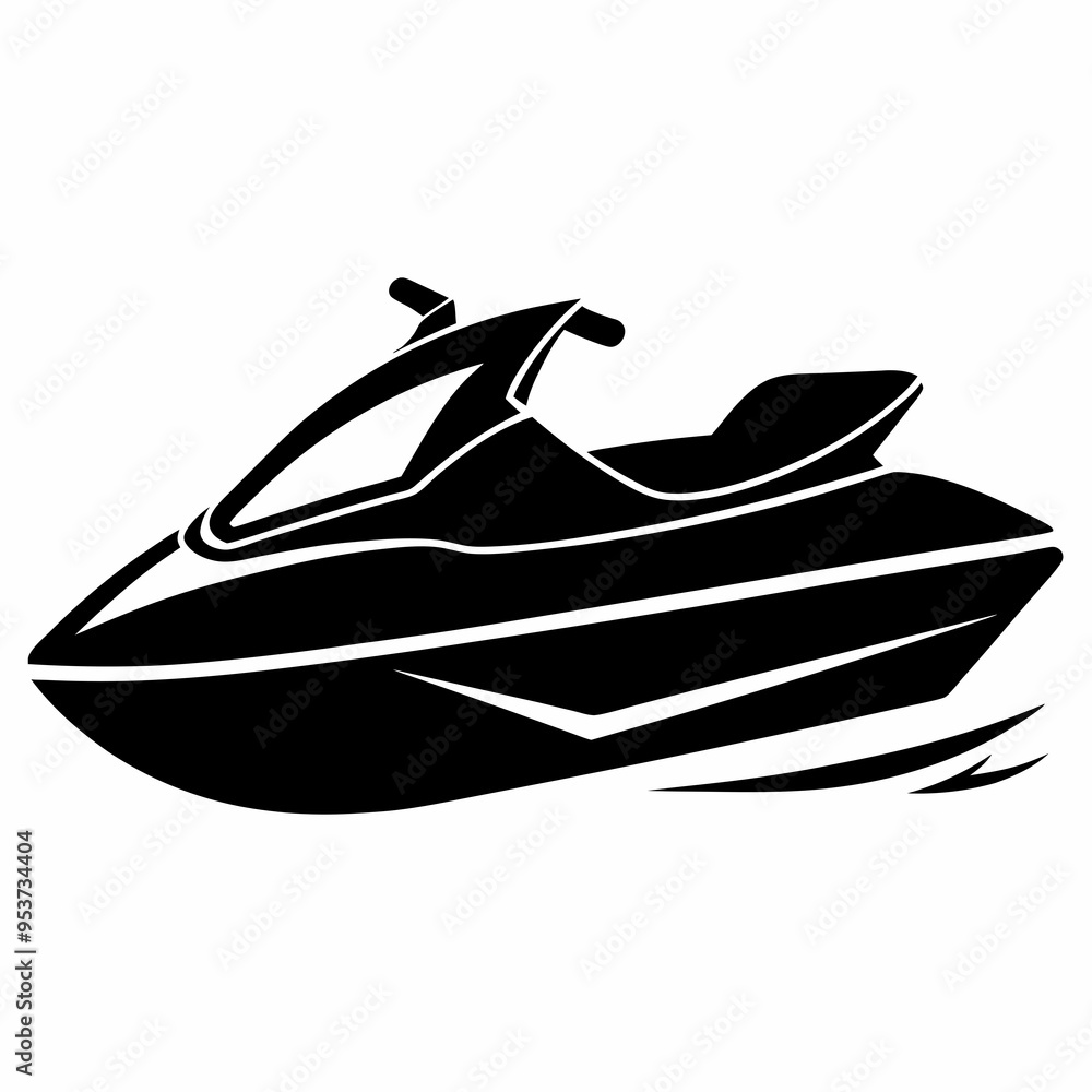 Naklejka premium Jet ski Black silhouette