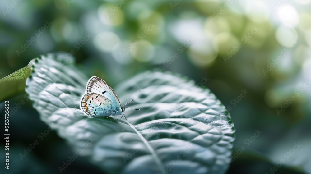 A butterfly resting on a leaf, its wings partially open revealing a hidden pattern on the underside. A butterfly resting on a leaf, its wings partially open revealing a hidden pattern on the underside.