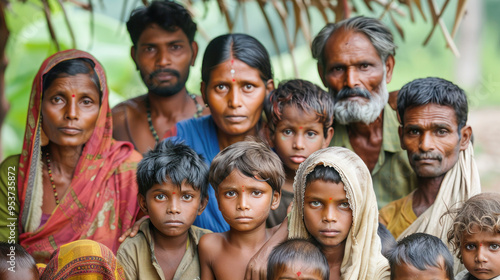 indian rural people standing together