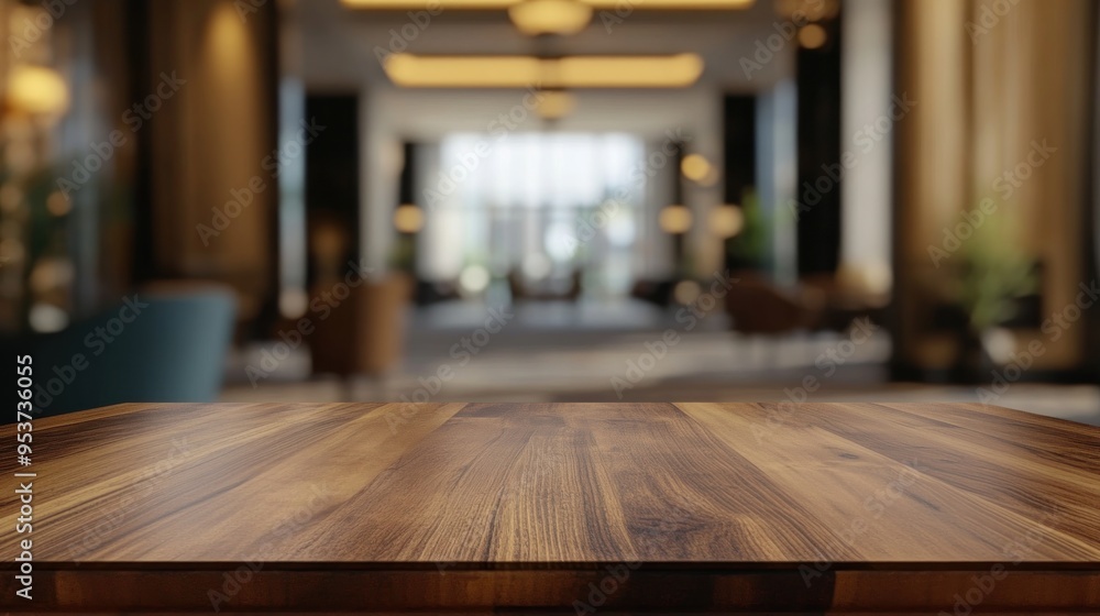 Wooden Table Top in Modern Lobby Wooden Table Top in Modern Lobby