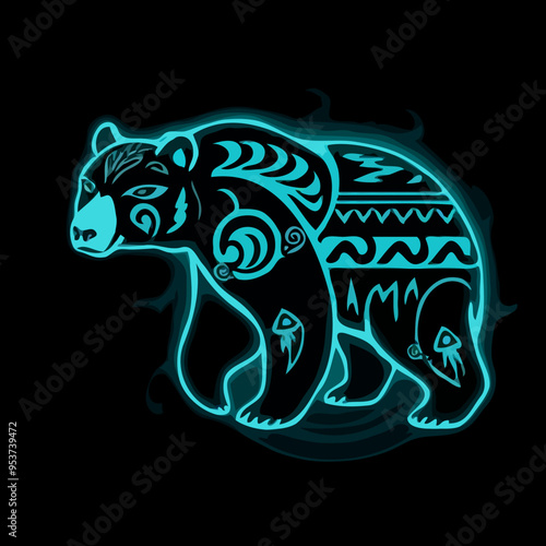 Bären-Tribal im blauen Neonlicht