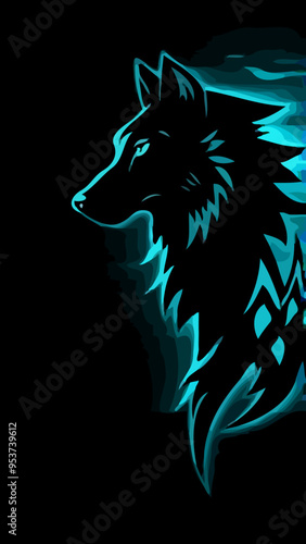 Mystischer Wolf im Neonlicht