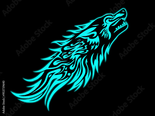 Mystischer Wolf im Neonlicht