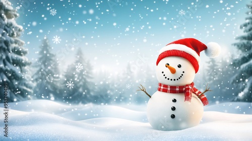 Cheerful Snowman in a Winter Wonderland