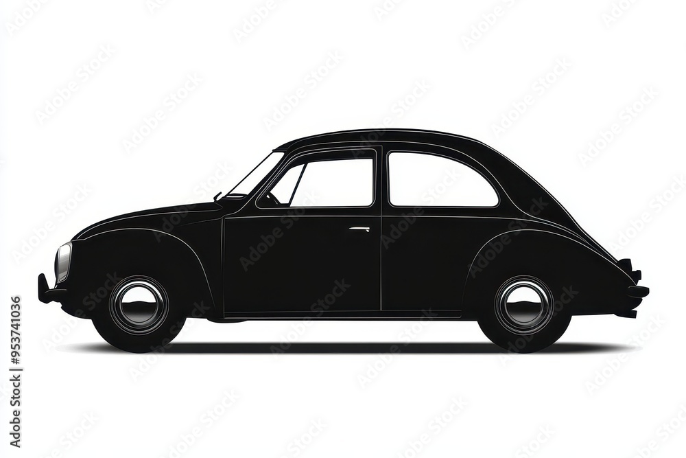 Fototapeta premium Silhouette of a classic car in profile view, emphasizing its design and shape.