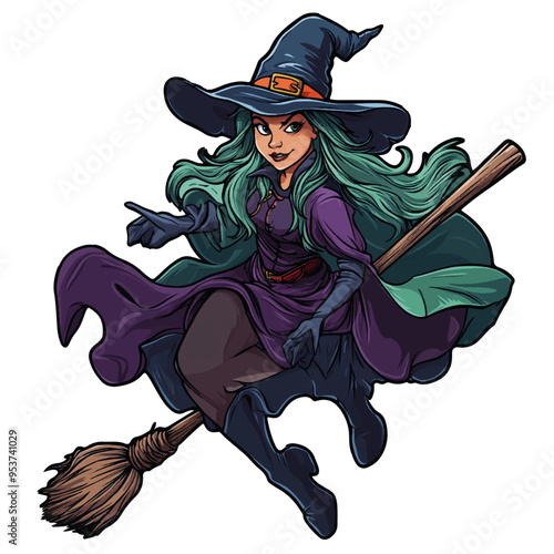 Vettoriale cartoon di una strega giovane