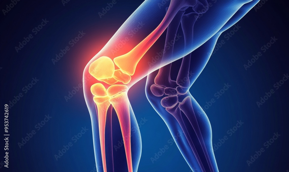 Anatomi of human knee joint highlighting pain and inflammation Stock ...