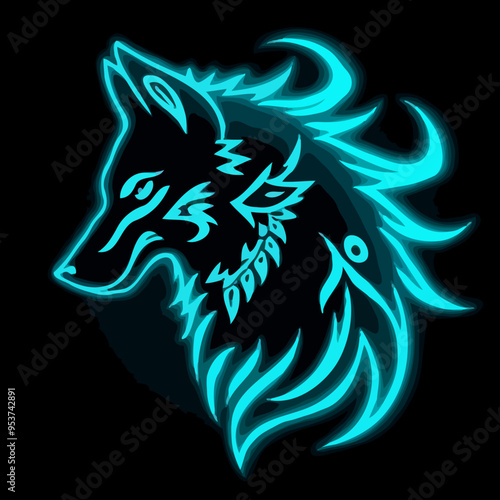 Mystischer Wolf im Neonlicht