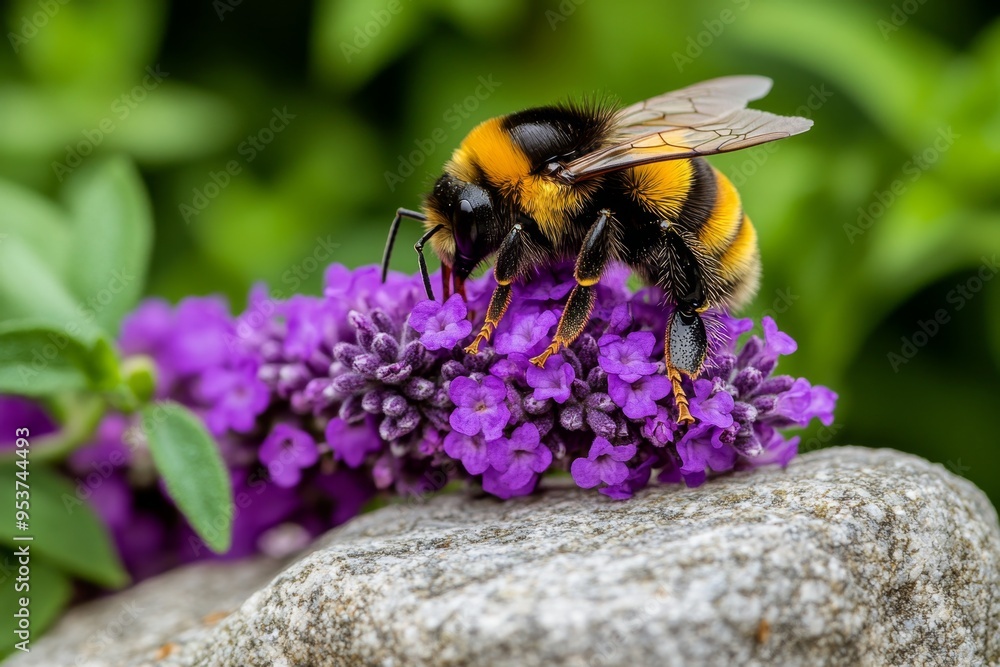 Bumblebees, buzzing over thyme, fragrant herbs add to the sensory experience of the garden Bumblebees, buzzing over thyme, fragrant herbs add to the sensory experience of the garden
