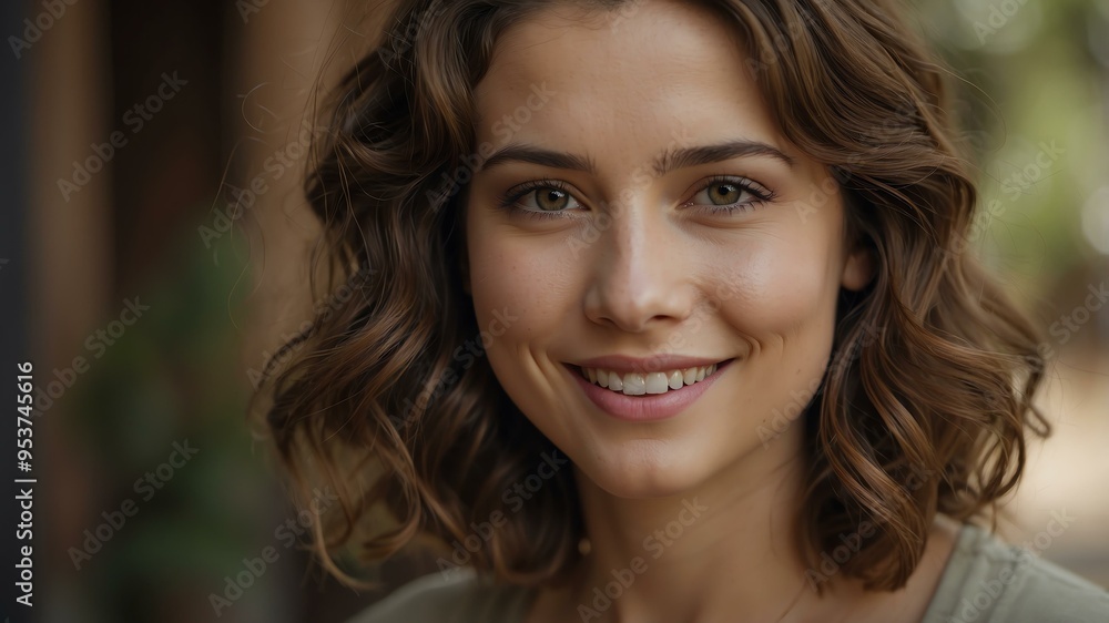 a young woman with short wavy brown hair fair skin clean background a young woman with short wavy brown hair fair skin clean background