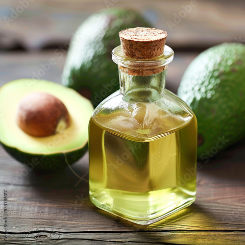 avocado oil in a glass bottle