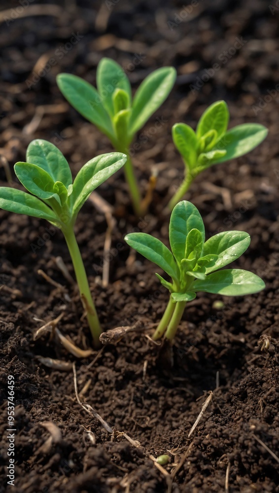 Green Sprouts Emerging from the Soil. Green Sprouts Emerging from the Soil.