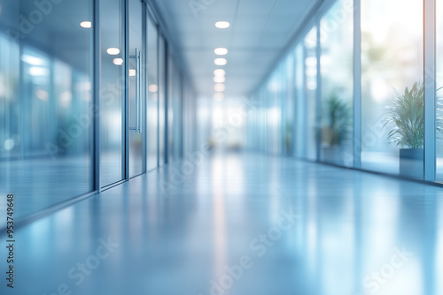 Wallpaper Mural Blurred background of a modern office interior with a glass door and window, with a blurred bokeh light effect. business concept design. Torontodigital.ca