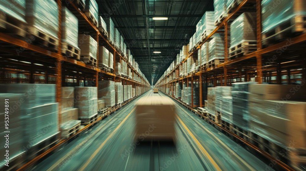 A Fast-Moving Conveyor Belt Through a Warehouse A Fast-Moving Conveyor Belt Through a Warehouse