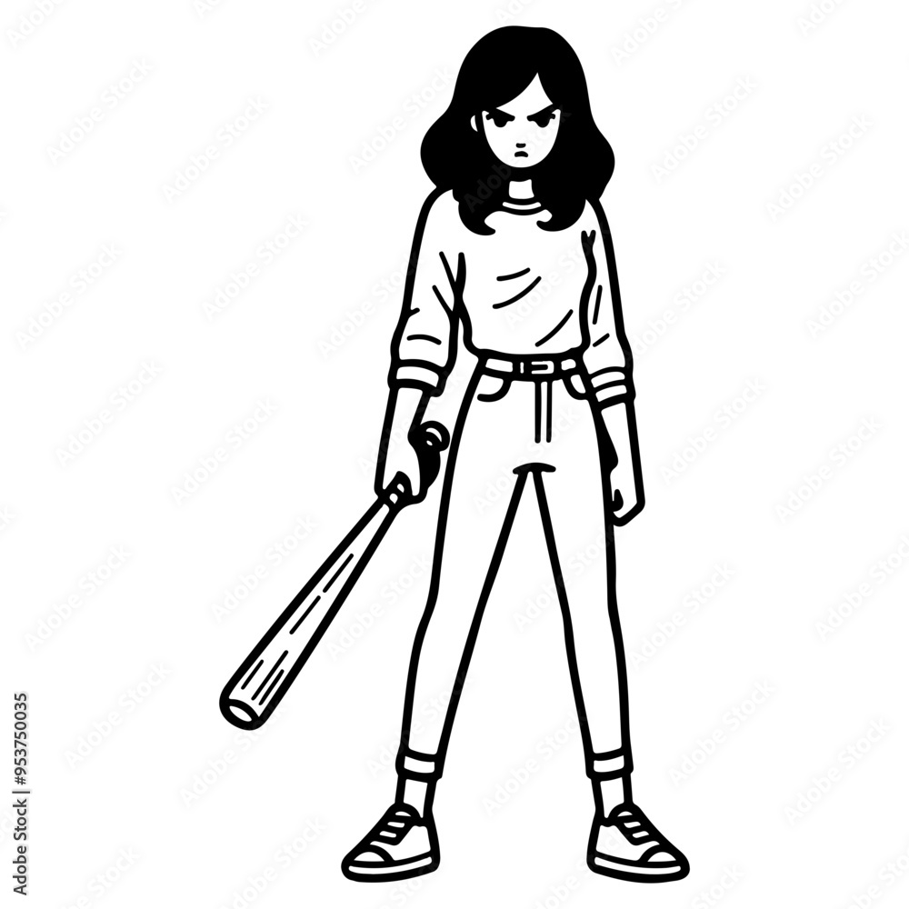 Girl With Bat. Girl With Bat.