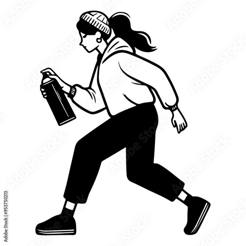 Woman Spray Painting.