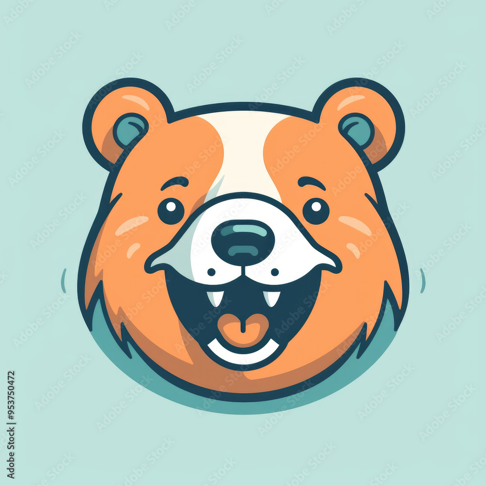 A cartoon bear with a happy face features orange and white fur, showcasing a joyful demeanor against a soft blue backdrop A cartoon bear with a happy face features orange and white fur, showcasing a joyful demeanor against a soft blue backdrop