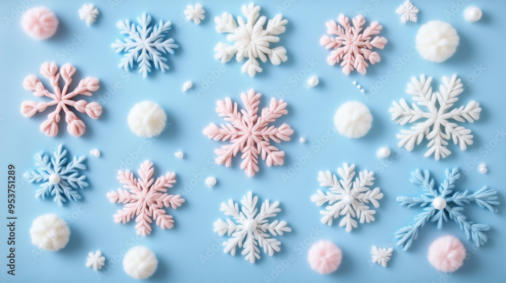 christmas background with cute embroidered snowflakes on colorful background christmas background with cute embroidered snowflakes on colorful background