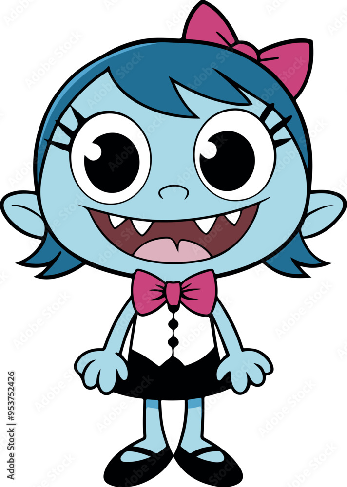 Cute Monster Girl with Fangs and Bow Tie Cute Monster Girl with Fangs and Bow Tie