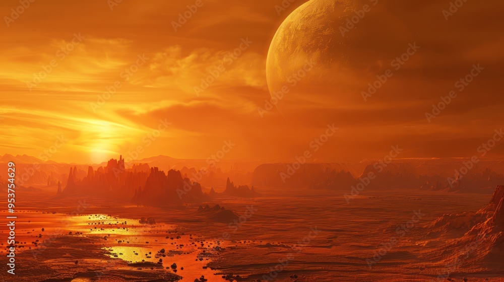 Obraz premium Sunset on a Distant Planet