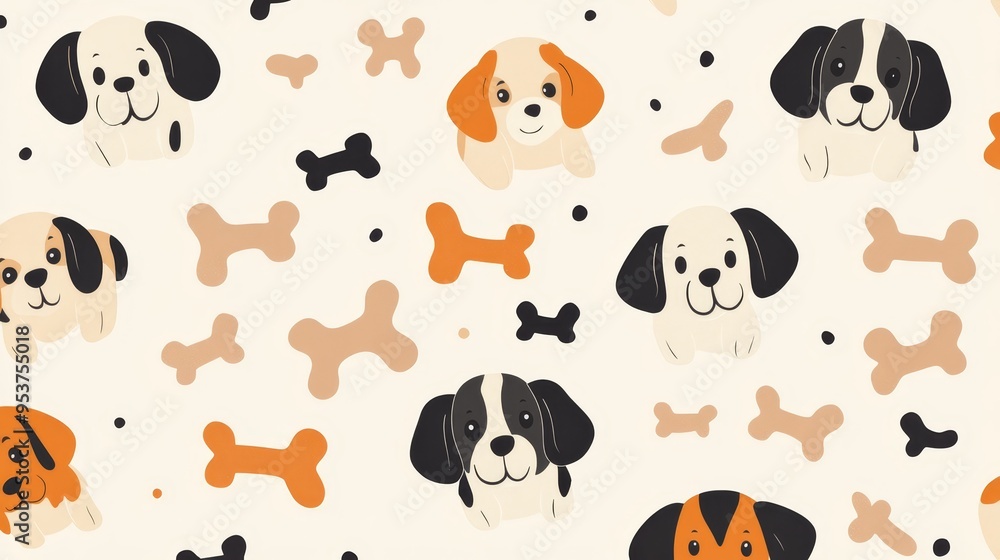 Cute Dog Pattern with Bones and Dots Cute Dog Pattern with Bones and Dots