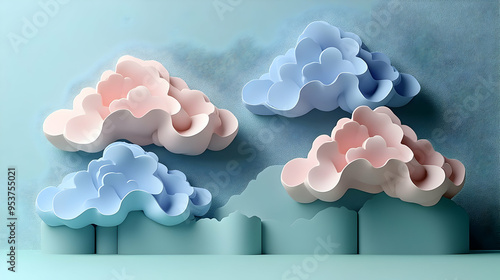 Abstract 3D pink and blue c...