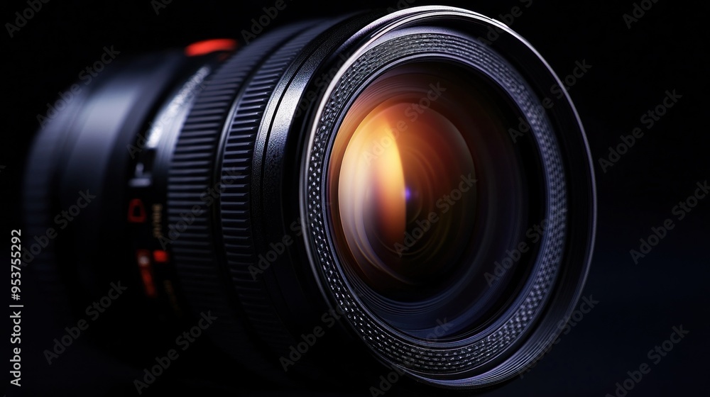 Closeup of a Camera Lens with a Warm Glow Closeup of a Camera Lens with a Warm Glow
