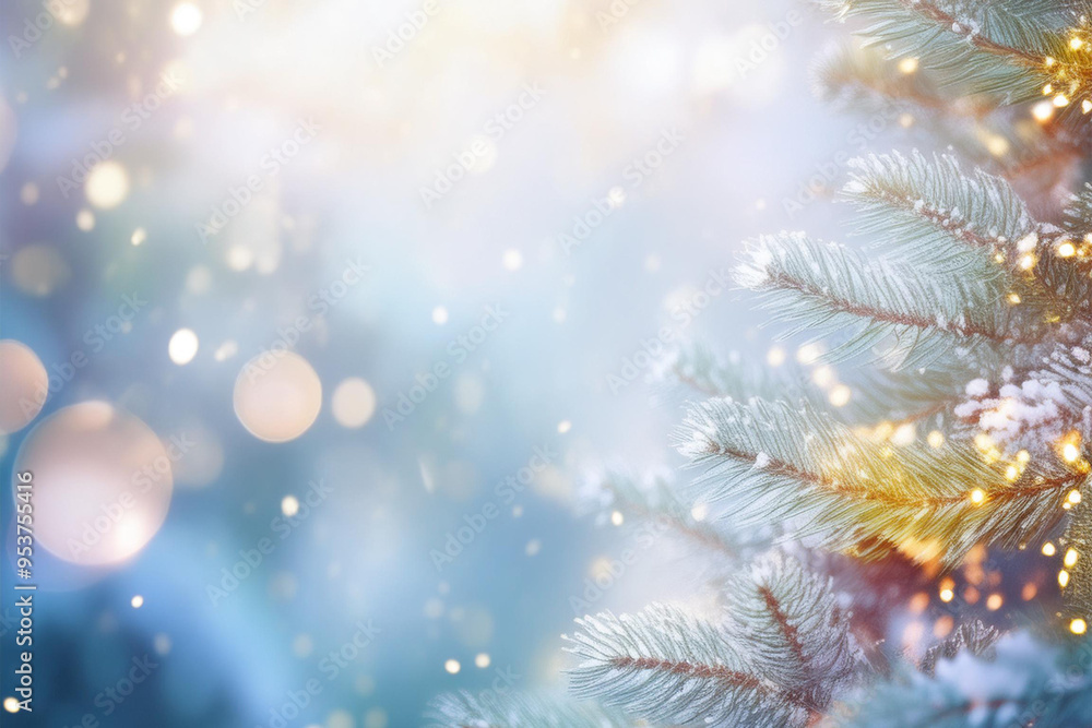 Frosty Pine Branches with Sparkling Lights Frosty Pine Branches with Sparkling Lights