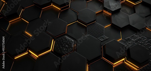 Abstract Hexagon Pattern with Glowing Edges