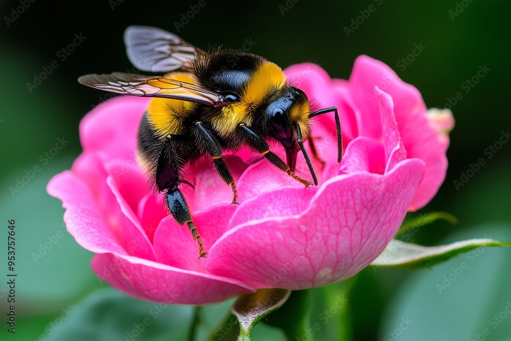 Bumblebees, among roses, vibrant colors highlight the beauty and importance of pollinators in cultivated gardens Bumblebees, among roses, vibrant colors highlight the beauty and importance of pollinators in cultivated gardens