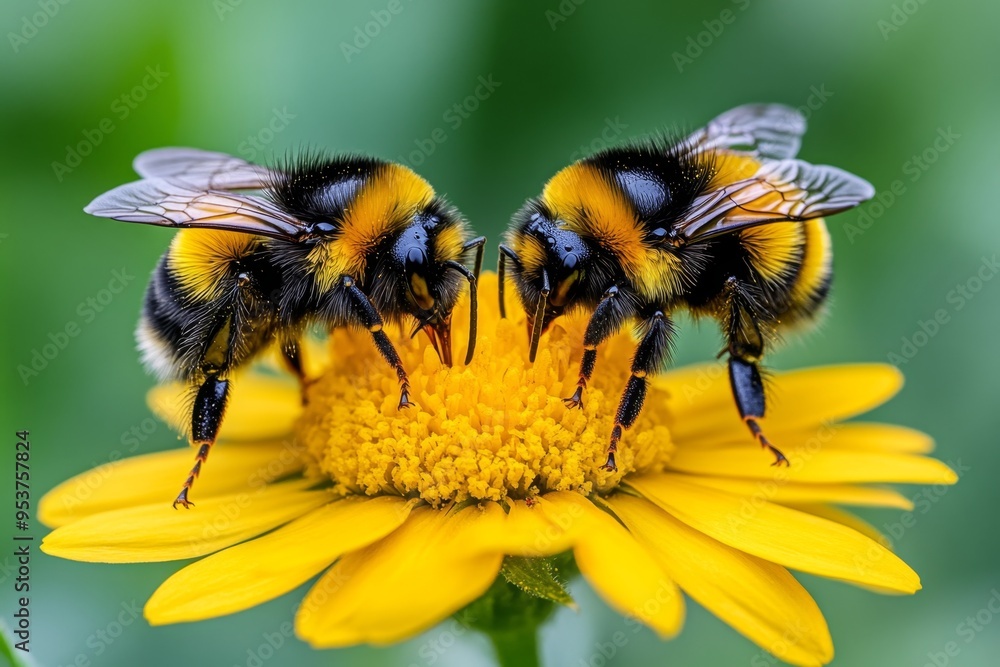 Bumblebees, early risers, first on the flowers greet the morning with their essential work Bumblebees, early risers, first on the flowers greet the morning with their essential work