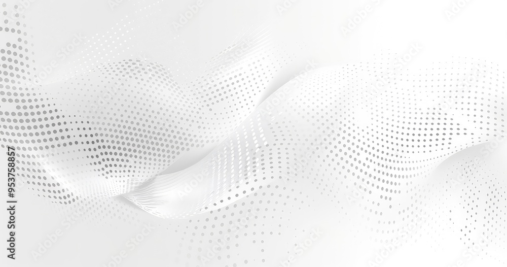A smooth, abstract design featuring flowing waves and dotted patterns in shades of white and silver, ideal for backgrounds. A smooth, abstract design featuring flowing waves and dotted patterns in shades of white and silver, ideal for backgrounds.