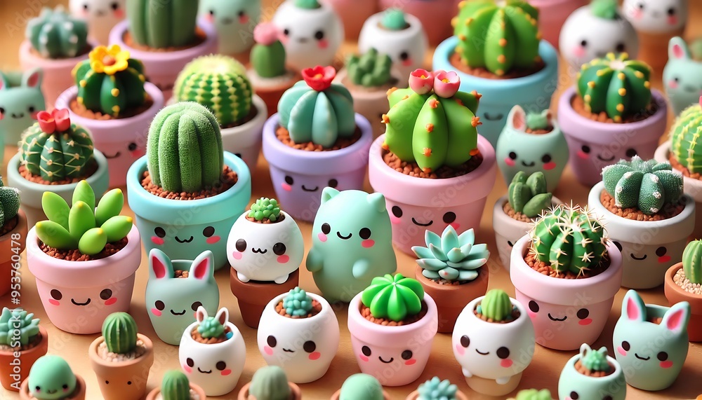 Kawaii Cactus and Succulent Pots with Smiling Faces - Cute Miniature Plant Collection
Kawaii Cactus and Succulent Pots with Smiling Faces - Cute Miniature Plant Collection