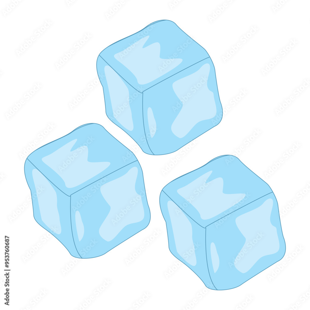 Ice cubes cartoon, transparent cold freeze melting. Vector illustration Ice cubes cartoon, transparent cold freeze melting. Vector illustration