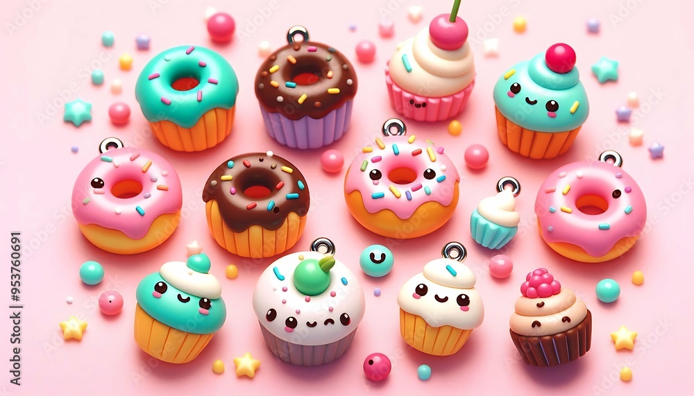 Kawaii Donuts and Cupcakes with Cute Faces - Colorful Dessert Figurines Collection
Kawaii Donuts and Cupcakes with Cute Faces - Colorful Dessert Figurines Collection