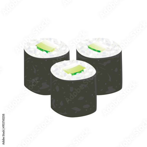 Cucumber maki roll of Japanese food.
