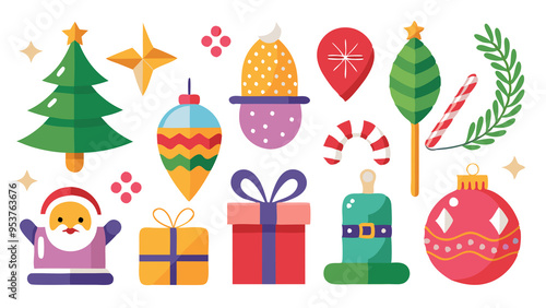 set of christmas elements