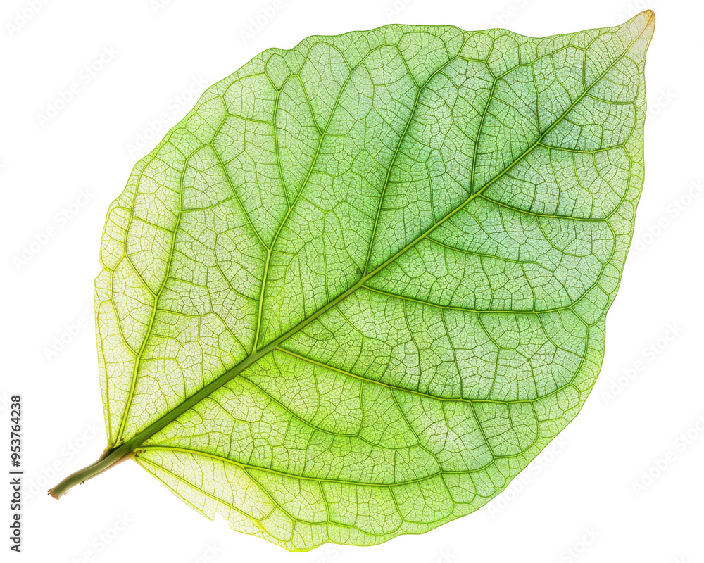 Fototapeta premium A close-up of a green leaf showcasing its intricate vein structure and natural texture.
