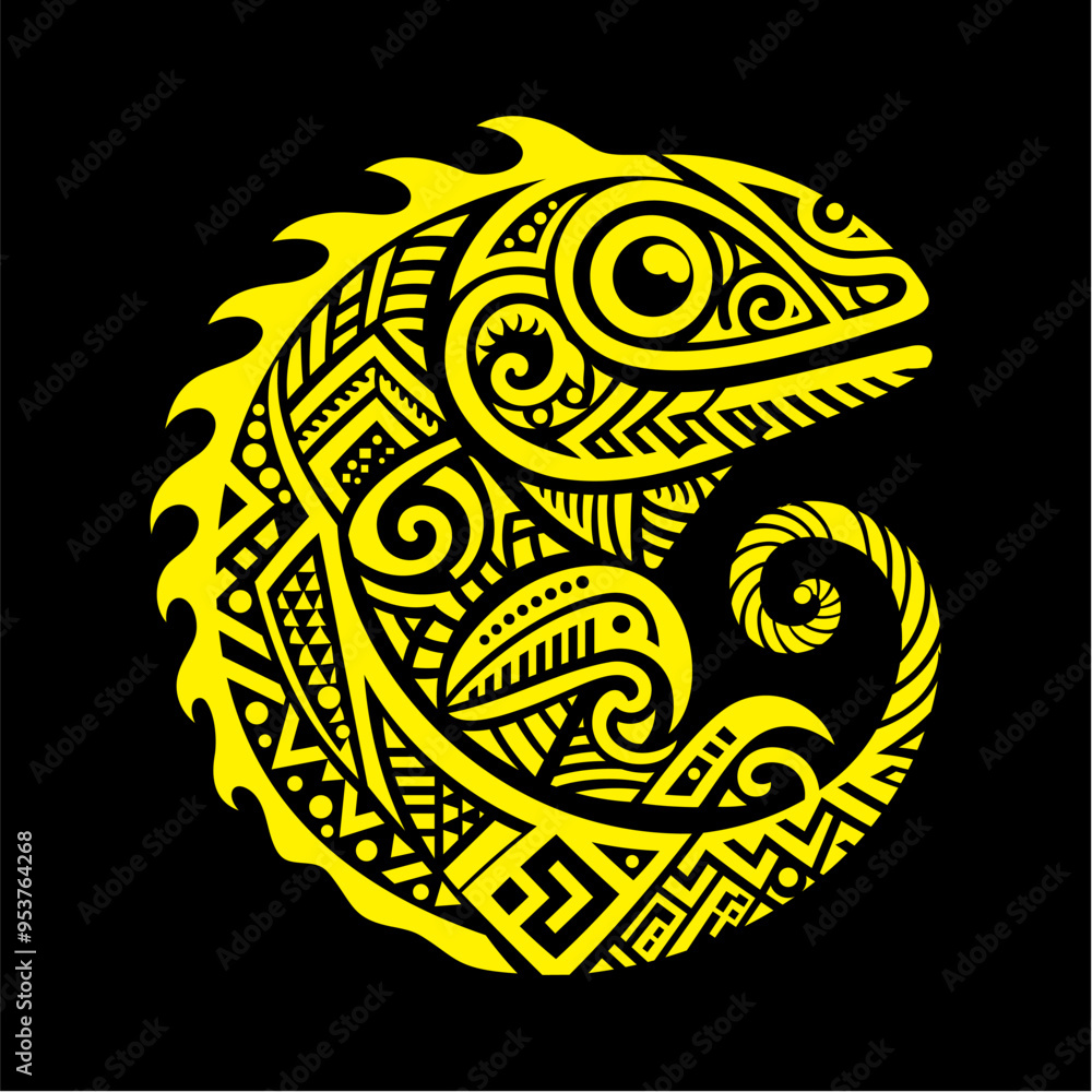 Gecko lizard Maori style. Tattoo sketch or logo Gecko lizard Maori style. Tattoo sketch or logo